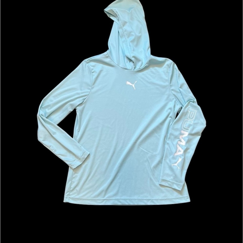 Puma Blue and White Sweater with Hood and Long Sleeves